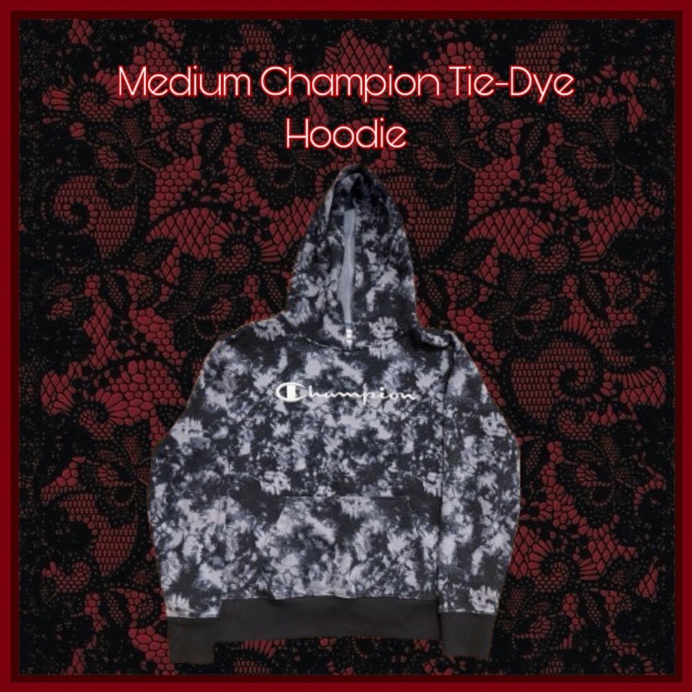 Champion Tie-Dye Black and White Sweatshirt